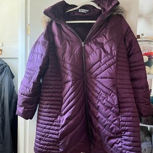 Lands End cozy fleece lined Jacket with hood